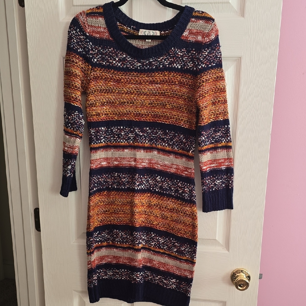 Pink Rose Navy and Multicolor Knit Dress